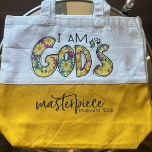 Yellow and white toad back of the Bible verse